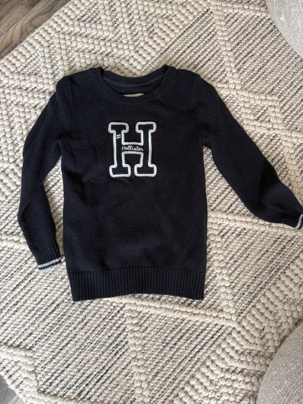 Hollister Navy Sweater with White Patch Logo